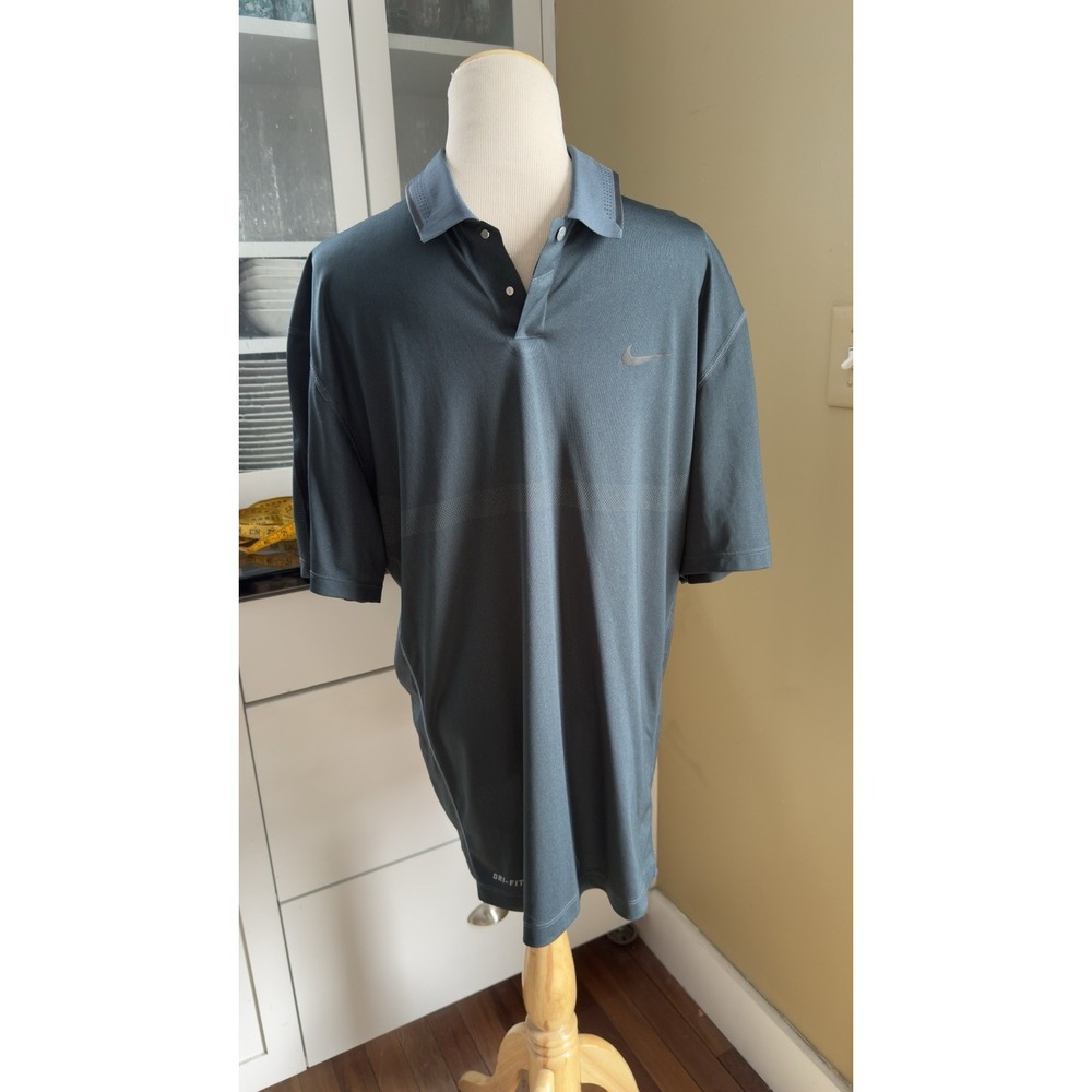 Nike Shirt Mens Gray TIGER WOODS‎ TW VL Max Blade Collar Golf Polo Med